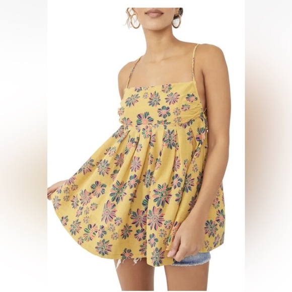 Free People Tops - New! Free People XS indigo molly baby doll tunic in gilded combo .